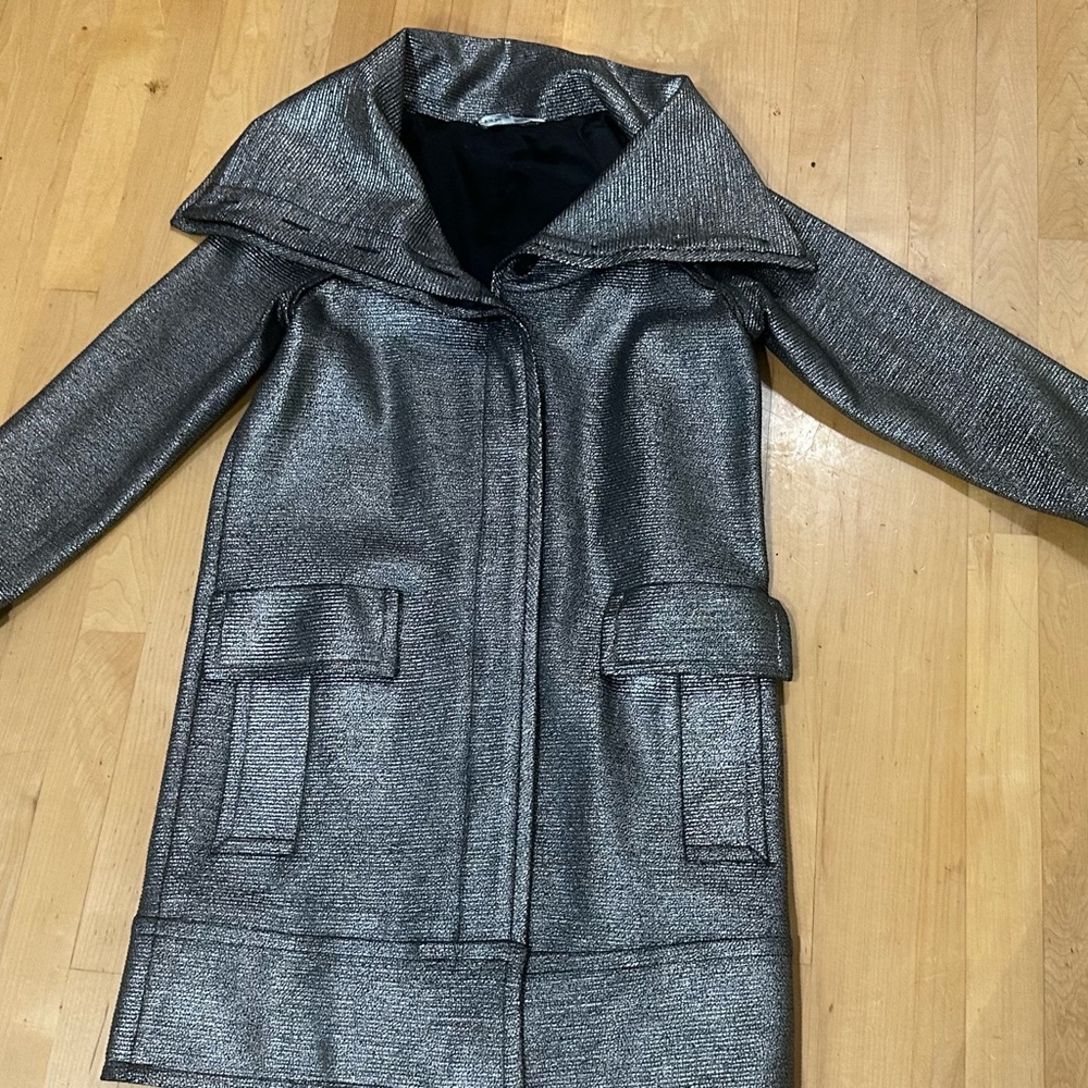 Diane von Furstenberg Metallic Shawl Collar Coat ~ Womens sz 6 ~ LIKE NEW